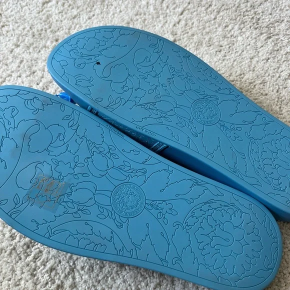 Versace Electric Blue Slides. New w/o tags or box.Never worn.